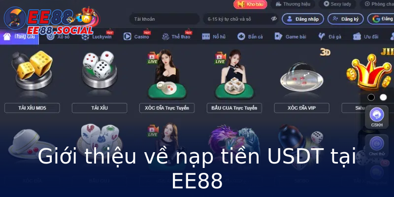 Giới thiệu về nạp tiền USDT tại EE88
