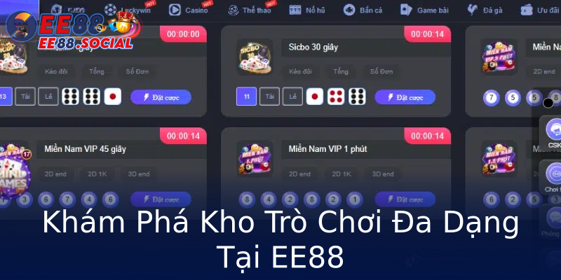 Khám Phá Kho Trò Chơi Đa Dạng Tại EE88